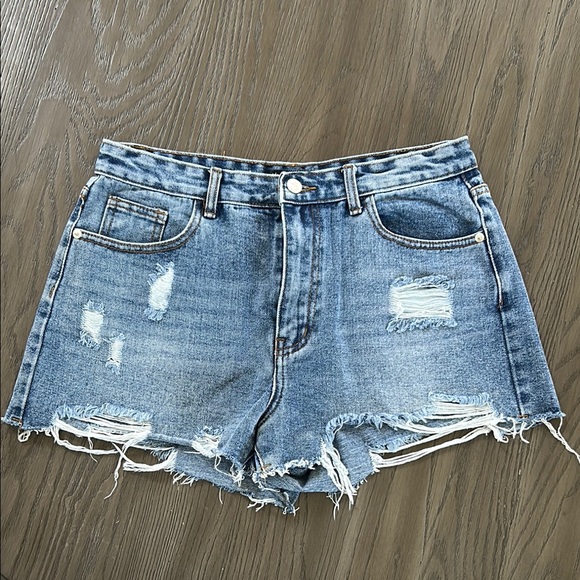 Nasty Gal Pants - Nasty Gal Blue Distressed Jean Shorts